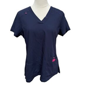 Betsey Johnson Freesia Medium V-Neck scrub top navy blue